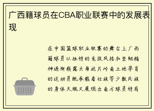 广西籍球员在CBA职业联赛中的发展表现